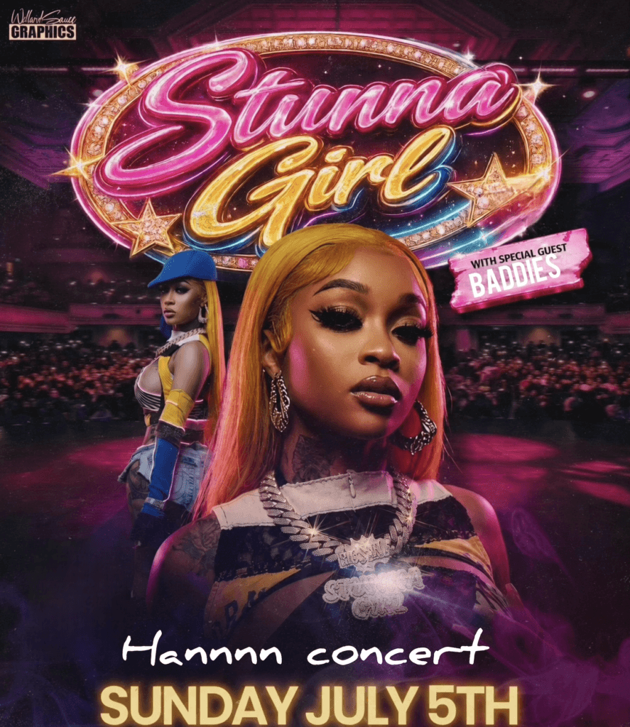 viral stars of the hit show Baddies July 5th in Oakland, California, the hottest Stunna Girl Concert of the summer is going down! The biggest female artist on the West Coast, Stunna Girl, WILL Be LIVE with her fans for one unforgettable night of music, energy, and surprise appearances.